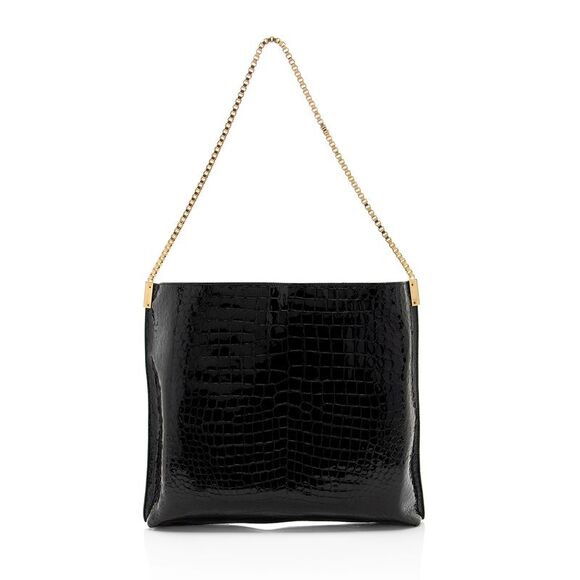 Saint Laurent Patent Croc Embossed Leather Suzanne Medium Hobo - Picture 3 of 14